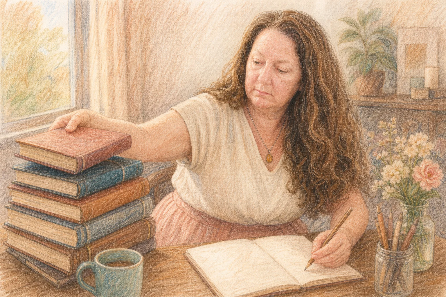 Colored-pencil illustration for “Best way to sell more books”