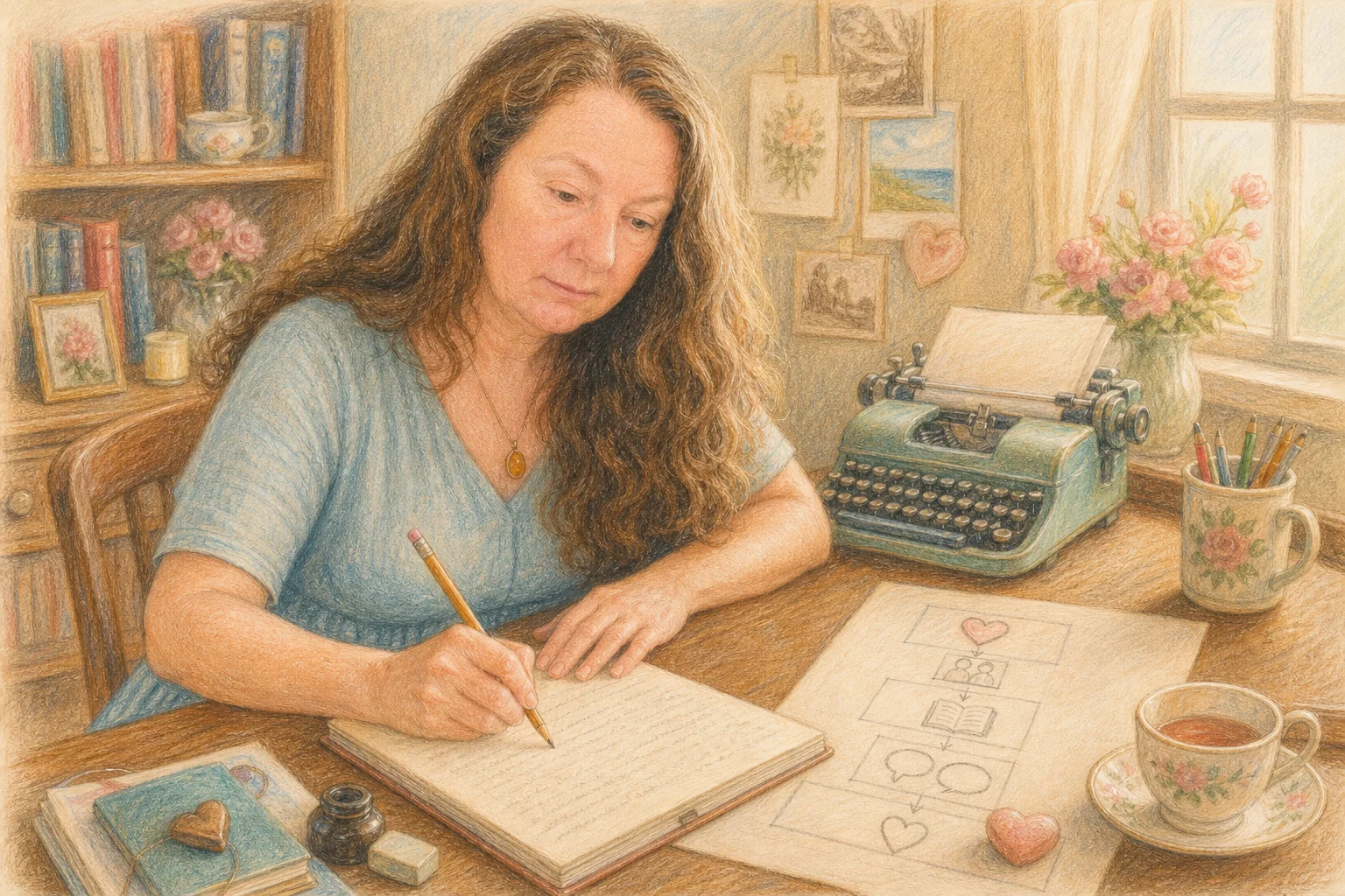 Colored-pencil illustration for “Best way to write a book”