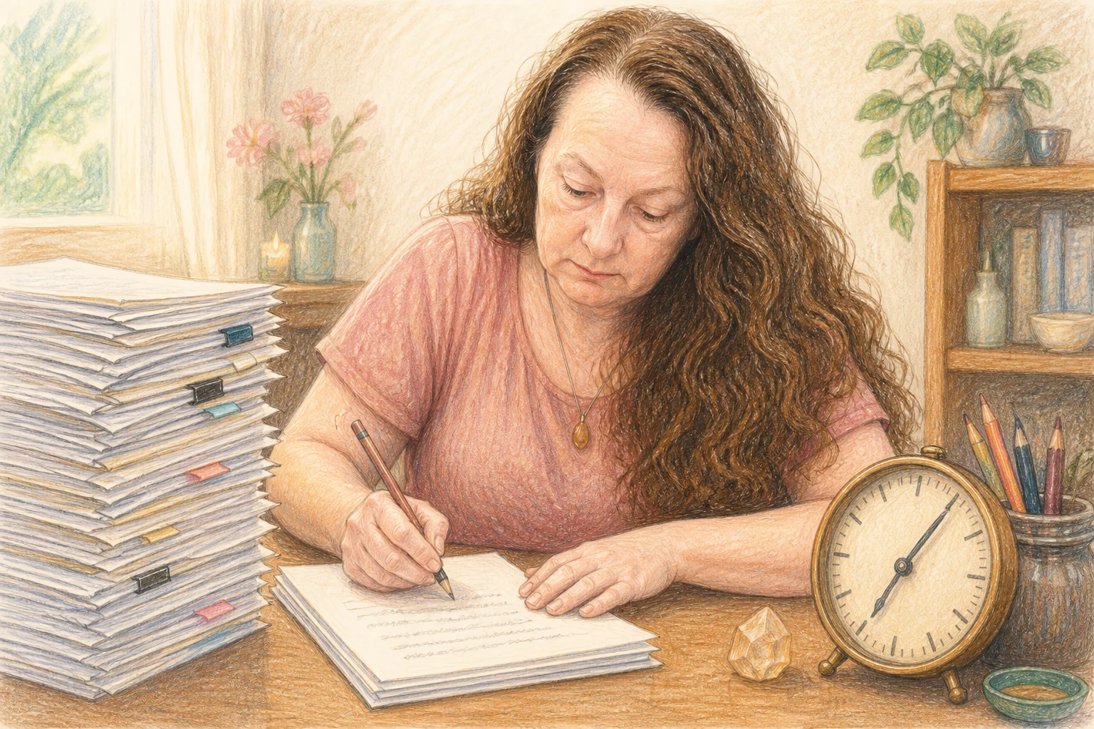 Colored-pencil illustration for “Do you ever push yourself?”