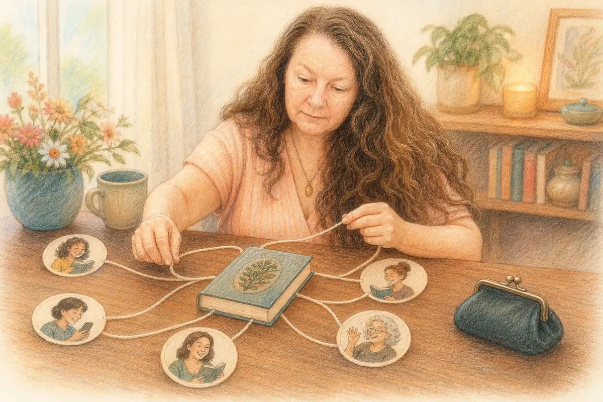 Colored-pencil illustration for “Make book sales without marketing expenses (brand new)”